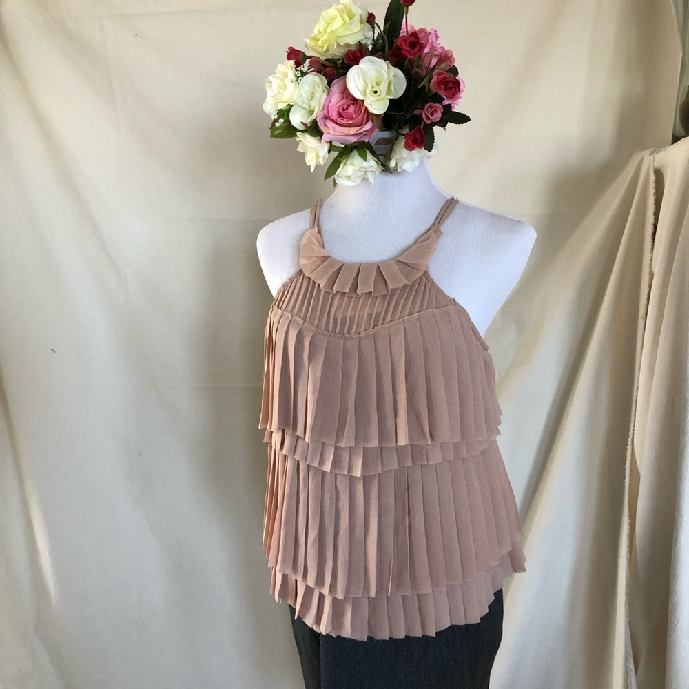 Nude Pleated Halter Top